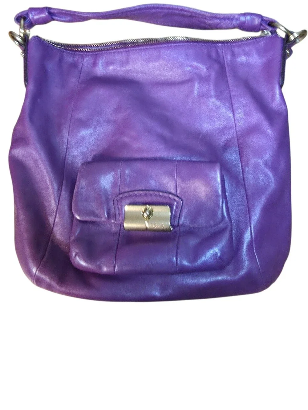 Coach Bag Kristin Purple Leather Crossbody Bag with Front Pocket